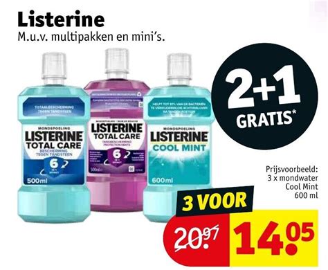 Listerine 2 x 600ml promotie bij Kruidvat 1 + 1 gratis.